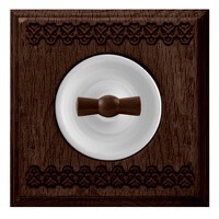 Bironi, серия Шедель, Цвет рамки с узором: Винтаж, Цвет накладки: Белый, Цвет ручки: Старое дерево