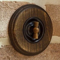 Выключатель Шедель, Дерево, Цвет рамки: Винтаж, Цвет накладки: Коричневый, Цвет ручки: Старое дерево