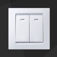 Двухклавишный выключатель с подсветкой Simon 15, Цвет: Белый