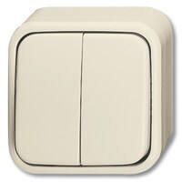 Выключатель 2-х клавишный ABB, Busch-Duro 2000 AP, Цвет: Слоновая кость