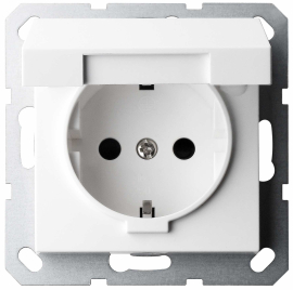 Розетка
R1,  R2,  R3,  со шторками,  с крышкой,  с заземлением,  одинарная,  винтовые клеммы,   цвет - белый глянцевый,  пластмасса,  85505W,  Wedder
 - PULSAL.RU