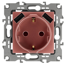 Розетка USB type-A, 3.0А с электрической розеткой
Эра 12,  USB type-A 5V,  двойная,   цвет - медь,  пластмасса,  Б0047848,  12-4109-14,  ЭРА
 - PULSAL.RU