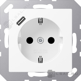 Розетка USB C с электрической розеткой
A VIVA,  A creation,  A 550,  A flow,  USB type-C 5V,  Электр. с USB,  одинарная,   цвет - белый матовый,  пластмасса,  A1520-18CWWM,  A 1520-18 C WWM,  JUNG
 - PULSAL.RU