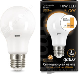 Лампа
светодиодная
Black,   цоколь - E27,   мощность - 10Вт,   световой поток - 880Лм,   цветовая температура - 2700Кцветовая температура - 3000К,  диммирование шаговое,  102502110-S,  Gauss - PULSAL.RU