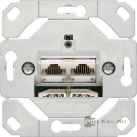 Механизм розетки компьютерной RJ45 Cat.6a (STP)
Studio,  Standard 55,  E2,  E3,  Event,  Esprit,  ClassiX,  ClassiX Art,  E22,  Edelstahl,  F100,  S-Color,  двойная,  245200,  2452 00,  Gira
 - PULSAL.RU