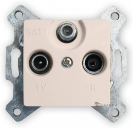 Розетка одиночная
Cariva,  телевизионная (TV),  спутниковая (SAT),  радио (R),  тройная,   цвет - слоновая кость,  пластмасса,  773735,  7 737 35,  Legrand
 - PULSAL.RU