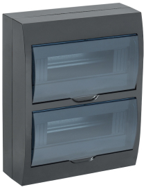 Корпус щита ЩРН-П-24, Krepta, навесной, IP 41,  модулей - 24, пластмасса,  цвет - черный, MKP12-N-24-41-K02, IEK - PULSAL.RU