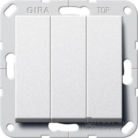 Выключатель
E2,  Event,  Esprit,  трехклавишный,  без подсветки,   цвет - алюминий,  пластмасса,  283026,  2830 26,  Gira
 - PULSAL.RU