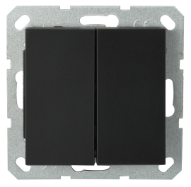 Выключатель / переключатель
R1,  R2,  R3,  двухклавишный,  без подсветки,   цвет - черный матовый,  пластмасса,  83022PB,  Wedder
 - PULSAL.RU