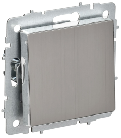 Выключатель с рамкой BRITE, одноклавишный, без подсветки, цвет - никель