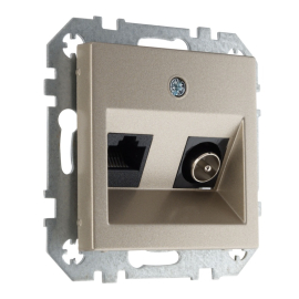Розетка одиночная TV+RJ45
Epsilon,  Retro Liregus,  телевизионная (TV),  одинарная,   цвет - шампань,  пластмасса,  ITVKL-1-01.E/Ch,  LIREGUS
 - PULSAL.RU