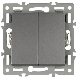 Переключатель
PRESTO,  GLARE,  VERSA,  двухклавишный,  без подсветки,   цвет - серый,  пластмасса,  043729 ARL,  043729,  Аrlight
 - PULSAL.RU