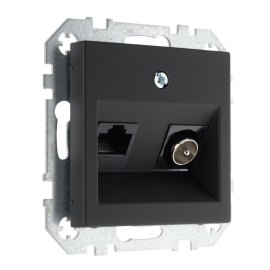 Розетка одиночная TV+RJ45
Epsilon,  Retro Liregus,  телевизионная (TV),  одинарная,   цвет - черный матовый,  пластмасса,  ITVKL-1-01.R/SWM,  LIREGUS
 - PULSAL.RU