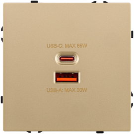 Розетка USB type-C + type-A, 3.0А 65Вт
Eclipse,  USB type-C 5V,  USB type-A 5V,  двойная,   цвет - золотой,  пластмасса,  EC-024GD,  Kollinger
 - PULSAL.RU