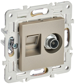 Розетка одиночная TV+RJ45
Skandy,  телевизионная (TV),  одинарная,   цвет - шампань,  пластмасса,  SK-AK20-1-K37,  IEK
 - PULSAL.RU
