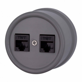 Розетка компьютерная RJ45 Cat.5 (UTP)
Лизетта,  двойная,   цвет - титан,  пластмасса,  B1-302-26,  Bironi
 - PULSAL.RU