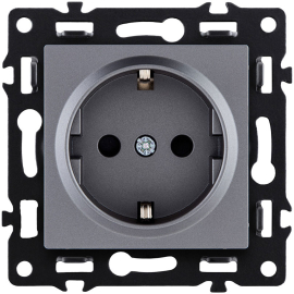 Розетка электрическая
Asthetik,  с заземлением,  одинарная,  винтовые клеммы,   цвет - серый,  пластмасса,  AS-014GY,  Kollinger
 - PULSAL.RU