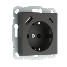 Розетка USB A+C, 3.4А с электрической розеткой
Epsilon,  Retro Liregus,  USB type-C 5V,  USB type-A 5V,  двойная,   цвет - черный матовый,  пластмасса,  IUK-3-01.R/SWM,  LIREGUS
 - PULSAL.RU