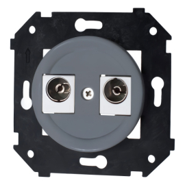 Розетка оконечная
Шедель Бриз,  телевизионная (TV),  двойная,   цвет - титан матовый,  пластмасса,  B3-306-26M,  Bironi
 - PULSAL.RU