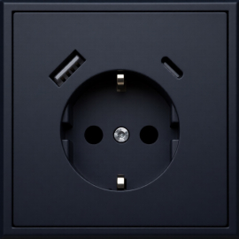 Розетка USB A+C, 3.4А с электрической розеткой
Modern,  USB type-C 5V,  USB type-A 5V,  двойная,   цвет - черный матовый,  пластмасса,  IUK-3-01.M/SWM,  LIREGUS
 - PULSAL.RU