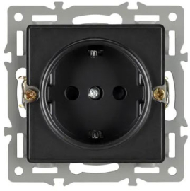 Розетка
PRESTO,  GLARE,  VERSA,  без шторок,  с заземлением,  одинарная,  винтовые клеммы,   цвет - черный,  пластмасса,  043740 ARL,  043740,  Аrlight
 - PULSAL.RU