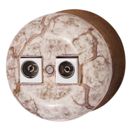 Розетка оконечная
Фаберже,  телевизионная (TV),  двойная,   цвет - мрамор,  фарфор / керамика,  B2-306-090/18,  Bironi
 - PULSAL.RU