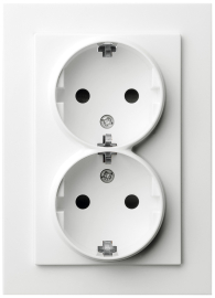 Розетка
R1,  R2,  R3,  со шторками,  с заземлением,  двойная,  винтовые клеммы,   цвет - белый глянцевый,  пластмасса,  85504W,  Wedder
 - PULSAL.RU