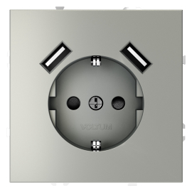 Электрическая розетка с зарядкой USB A+A, 3.2А
S70,  USB type-A 5V,  Электр. с USB,  двойная,   цвет - сталь,  пластмасса,  VLS040405,  Voltum
 - PULSAL.RU