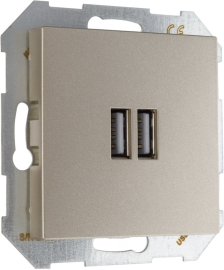 Розетка USB type-A+А, 3,4А
BAROCCO,  CLASSIC,  USB type-A 5V,  двойная,   цвет - шампань,  пластмасса,  1012100302 LAVERO,  1012100302,  LAVERO
 - PULSAL.RU