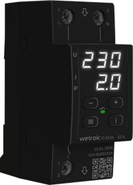 Реле напряжения с контролем тока 1P+N Relay welrok, 1НО, 63А, 220В AC, VI-63 bk, Welrok - PULSAL.RU