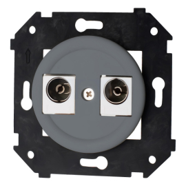 Розетка двойная
Шедель Бриз,  телевизионная (TV),  двойная,   цвет - черный матовый,  пластмасса,  B3-306-23M,  Bironi
 - PULSAL.RU