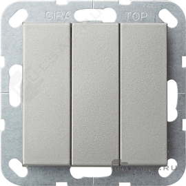 Выключатель
E2,  трехклавишный,  без подсветки,   цвет - нержавеющая сталь,  металл,  2830600,  2830 600,  Gira
 - PULSAL.RU