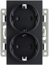 Розетка
PRESTO,  GLARE,  VERSA,  со шторками,  с заземлением,  двойная,  винтовые клеммы,   цвет - черный,  пластмасса,  043765 ARL,  043765,  Аrlight
 - PULSAL.RU