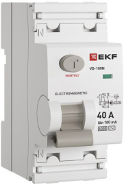 Выключатель дифференциального тока ВД-100N  PROxima, 2 полюса, 40А,  тип - AC, 100 мАE1026M40100, EKF - PULSAL.RU
