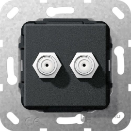 Розетка оконечная
Studio,  Standard 55,  E2,  E3,  Event,  Esprit,  E22,  спутниковая (SAT),  двойная,   цвет - черный,  пластмасса,  565110,  5651 10,  Gira
 - PULSAL.RU