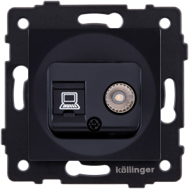 Розетка одиночная TV (тип"мама") + RJ45
Aspekt,  Eleganz,  Reflex,  телевизионная (TV),  одинарная,   цвет - черный,  пластмасса,  REA-021BK,  Kollinger
 - PULSAL.RU