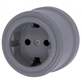 Розетка
Лизетта,  без шторок,  с заземлением,  одинарная,  винтовые клеммы,   цвет - титан,  пластмасса,  B1-101-26,  Bironi
 - PULSAL.RU