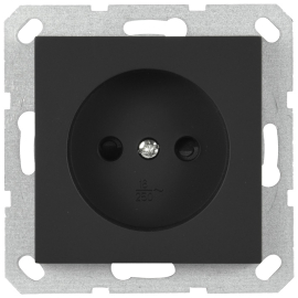 Розетка
R1,  R2,  R3,  со шторками,  без заземления,  одинарная,  винтовые клеммы,   цвет - черный матовый,  пластмасса,  85503PB,  Wedder
 - PULSAL.RU