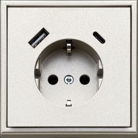 Розетка USB A+C, 3.4А с электрической розеткой
Modern,  USB type-C 5V,  USB type-A 5V,  двойная,   цвет - шампань,  пластмасса,  IUK-3-01.M/CH,  LIREGUS
 - PULSAL.RU