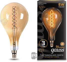 Ретро-лампа LOFT "Спираль" Golden (золотистое напыление)
филаментная
Black,   цоколь - E27,   мощность - 8Вт,   световой поток - 620Лм,   цвет свечения - 2400К,  не диммируется,  150802008,  Gauss - PULSAL.RU