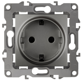 Розетка
Эра 12,  со шторками,  с заземлением,  одинарная,   цвет - графит,  пластмасса,  Б0019323,  12-2102-12,  ЭРА
 - PULSAL.RU