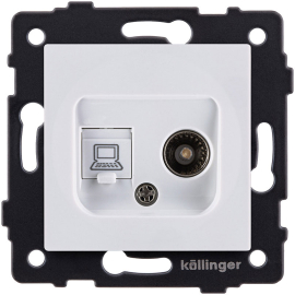 Розетка одиночная TV (тип"мама") + RJ45 
Aspekt,  Eleganz,  Reflex,  телевизионная (TV),  одинарная,   цвет - белый,  пластмасса,  REA-012WH,  Kollinger
 - PULSAL.RU