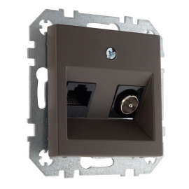 Розетка одиночная TV+RJ45
Epsilon,  Retro Liregus,  телевизионная (TV),  одинарная,   цвет - коричневый матовый,  пластмасса,  ITVKL-1-01.R/ON31,  LIREGUS
 - PULSAL.RU