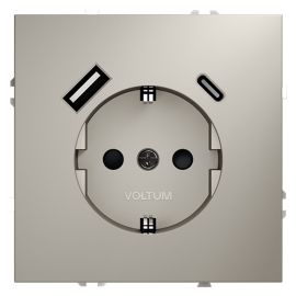 Электрическая розетка с зарядкой USB A+C, 3.2А
S70,  USB type-C 5V,  USB type-A 5V,  Электр. с USB,  двойная,   цвет - кашемир,  пластмасса,  VLS040503,  Voltum
 - PULSAL.RU