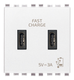 Зарядка USB type-C+C, 3А с быстрой зарядкой
Eikon EVO,  Eikon EXE,  USB type-C 5V,  двойная,   цвет - белый,  пластмасса,  20295.CC.B VIM,  20295.CC.B,  Vimar
 - PULSAL.RU