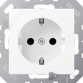Розетка
A VIVA,  A creation,  A 550,  A flow,  со шторками,  с заземлением,  одинарная,  безвинтовые клеммы,   цвет - белый матовый,  пластмасса,  A1520BFKIWWM,  A 1520 BFKI WWM,  JUNG
 - PULSAL.RU
