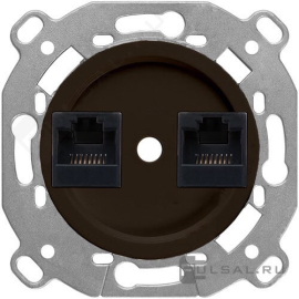 Розетка компьютерная RJ45 Cat.5 (UTP)
Шедель,  двойная,   цвет - коричневый,  пластмасса,  B3-302-22,  Bironi
 - PULSAL.RU