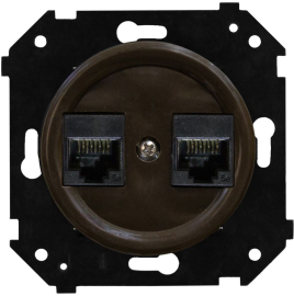 Розетка компьютерная RJ45 Cat.5 (UTP)
Шедель Бриз,  двойная,   цвет - коричневый матовый,  пластмасса,  B3-302-22M,  Bironi
 - PULSAL.RU