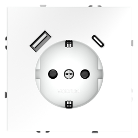 Электрическая розетка с зарядкой USB A+C, 3.2А
S70,  USB type-C 5V,  USB type-A 5V,  Электр. с USB,  двойная,   цвет - белый матовый,  пластмасса,  VLS040502,  Voltum
 - PULSAL.RU