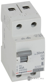 Выключатель дифференциального тока (УЗО) RX³, 2 полюса, 40А,  тип - A, 30 мА402037, Legrand - PULSAL.RU